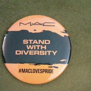 MAC Cosmetics Orange and Black Pride Pin Button